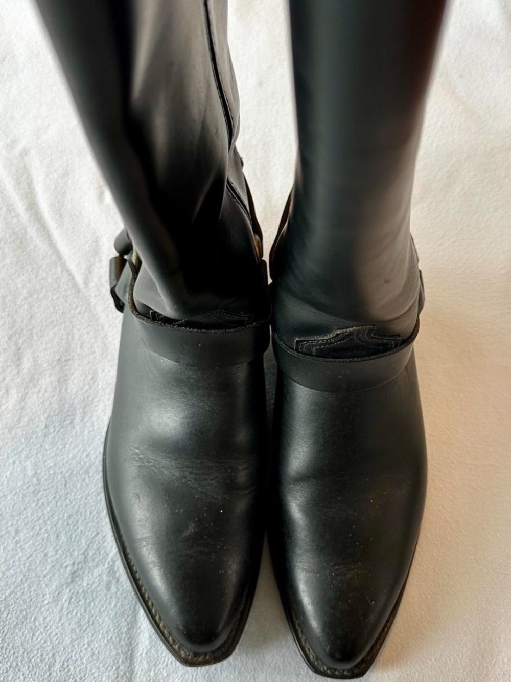 Vibram Black Pointed Toe Biker Boots
